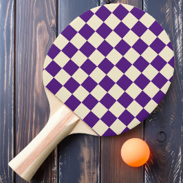 Pala De Ping Pong Cuadros Morado y Crema