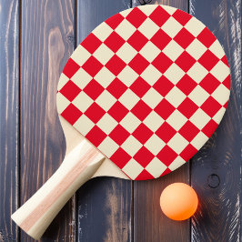 Pala De Ping Pong Cuadros Rojos y Crema