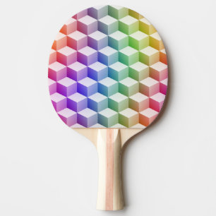 Pala De Ping Pong Cubos sombreados coloreados arco iris en colores