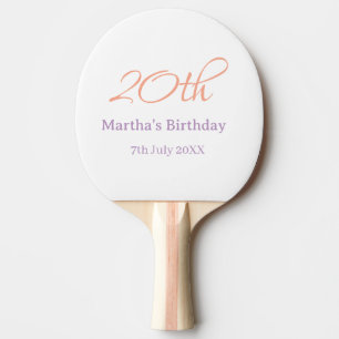 Pala De Ping Pong cumpleaños 20 verde púrpura nombre simple moda tre