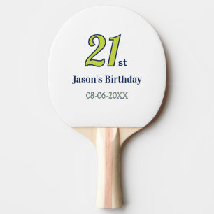 Pala De Ping Pong cumpleaños 21 nombre letra negrita amarillo azul v