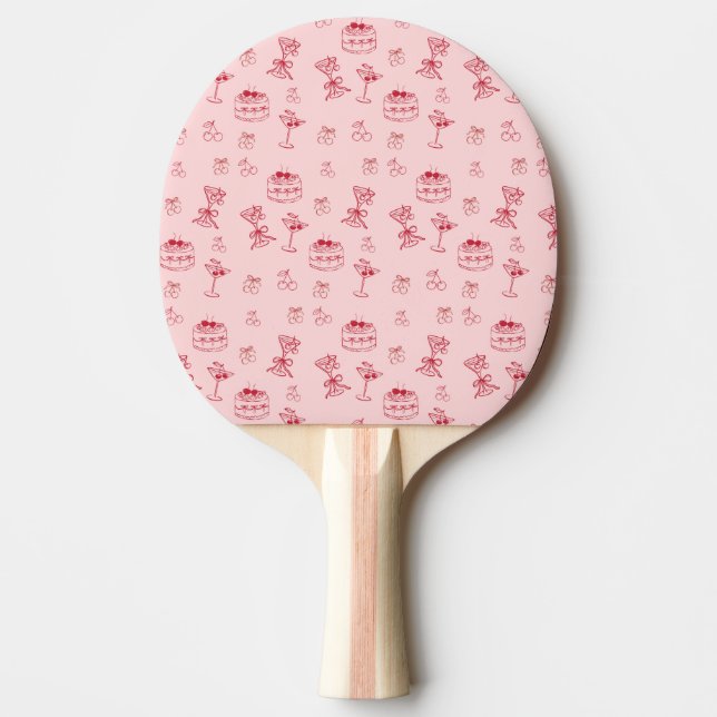 Pala De Ping Pong Cumpleaños Cereza en la Cima (Anverso)