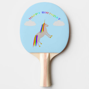 Pala De Ping Pong Cumpleaños de la fantasía Unicornio Arcoiris y nub