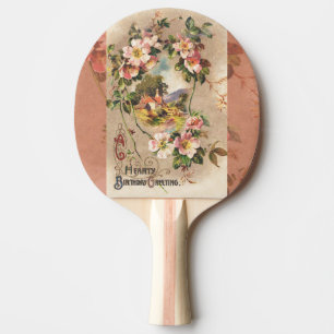 Pala De Ping Pong Cumpleaños Floral Campestre Victoriano de la Décad