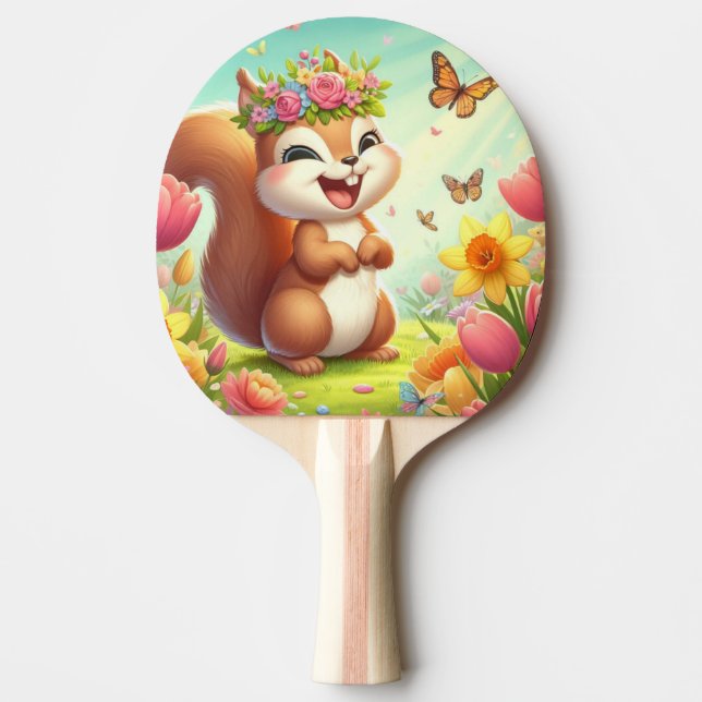 Pala De Ping Pong Cura, ardilla de primavera feliz (Anverso)