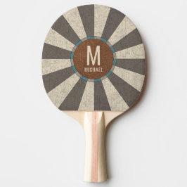 Pala De Ping Pong Custom Family Name Vintage Retro Sunburst 
