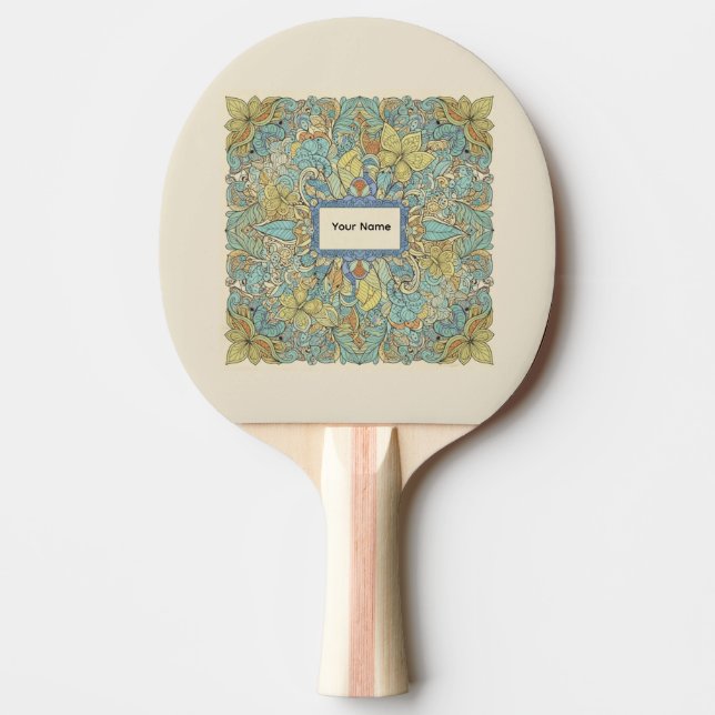 Pala De Ping Pong Custom Name Artistic Zentangle Ping Pong Paddle (Anverso)