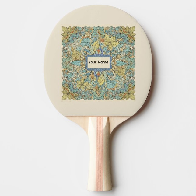Pala De Ping Pong Custom Name Artistic Zentangle Ping Pong Paddle (Anverso)