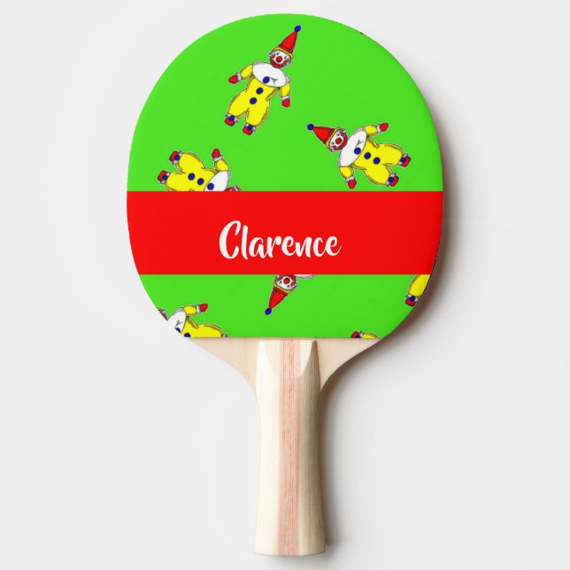 Pala De Ping Pong Custom name funny clowns on green (Anverso)