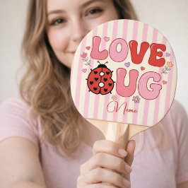 Pala De Ping Pong Custom Name Love Bug Valentine's Day Ladybug Pink