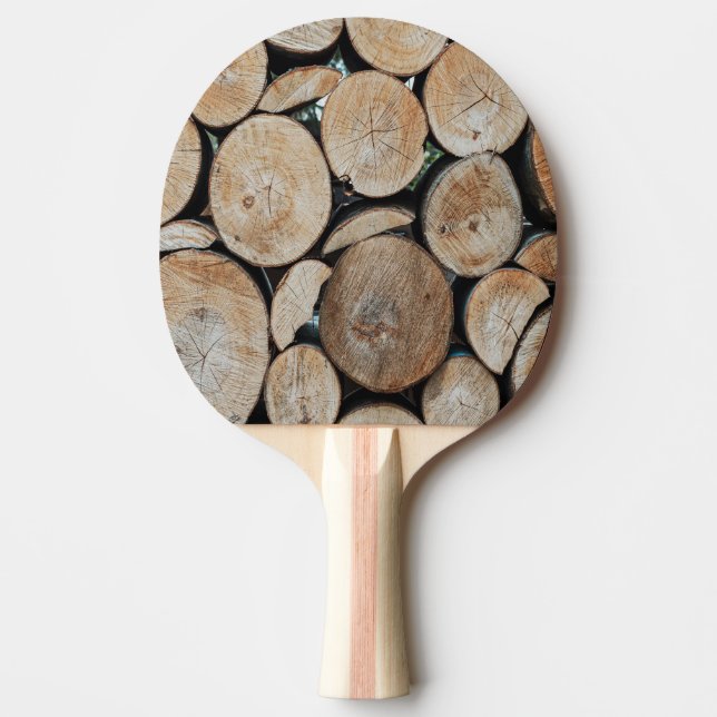 Pala De Ping Pong Cut Tree Branch Logs Stacked Pattern Photograph (Anverso)