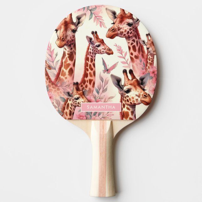 Pala De Ping Pong Cute acuarela Giraffe (Anverso)