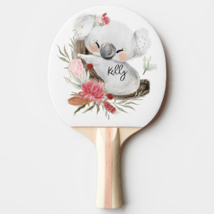 Pala De Ping Pong Cute Baby Koala Gold Speckle Nombre personalizado
