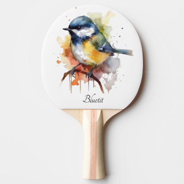 Pala De Ping Pong Cute Bluetit en una sucursal, personalizado (Anverso)