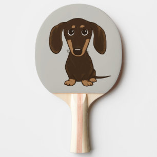 Pala De Ping Pong Cute Chocolate Dachshund Perro Personalizado Wie