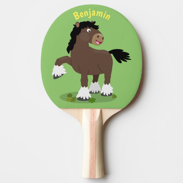 Pala De Ping Pong Cute Clydesdale personalizado de caballo ilustraci (Anverso)