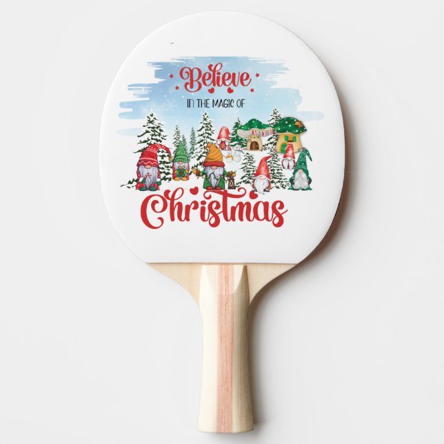 Pala De Ping Pong Cute Gnome Celebrating Christmas Holiday (Anverso)
