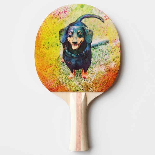 Pala De Ping Pong Cute Happy Dachshund Dog Head Face (Anverso)