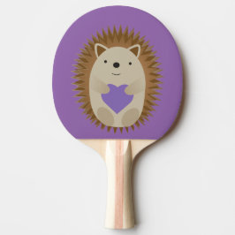 Pala De Ping Pong Cute Hedgehog con un corazón morado