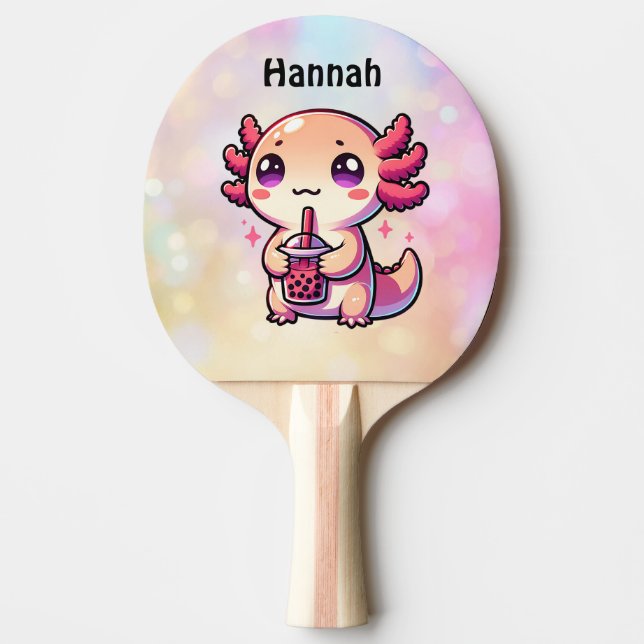 Pala De Ping Pong Cute Kawaii Axolotl con té de burbuja personalizad (Anverso)