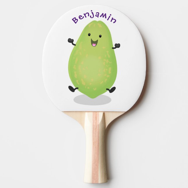 Pala De Ping Pong Cute kawaii papaya paw personalizado ilustracion (Anverso)