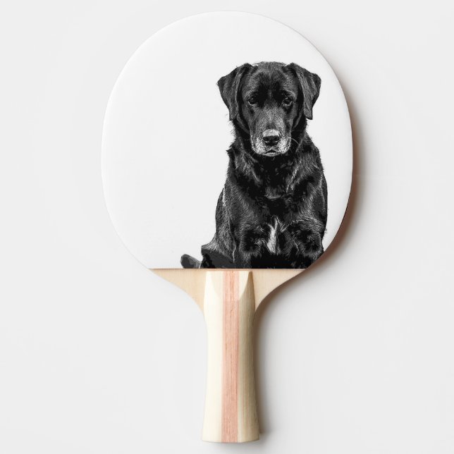 Pala De Ping Pong Cute Labrador Mascota de Cachorros de Perro Negro (Anverso)