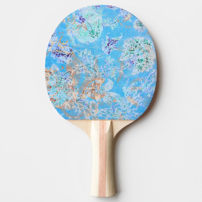 Pala De Ping Pong Cute pañuelo floral pastel azul (Anverso)