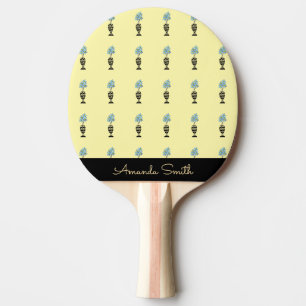 Pala De Ping Pong Cute planta de flores tropicales azules