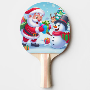 Pala De Ping Pong Cute Santa y Snowman