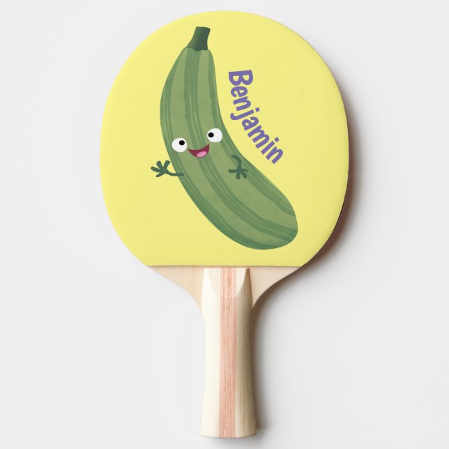 Pala De Ping Pong Cute zucchini feliz personalizado ilustracion (Anverso)