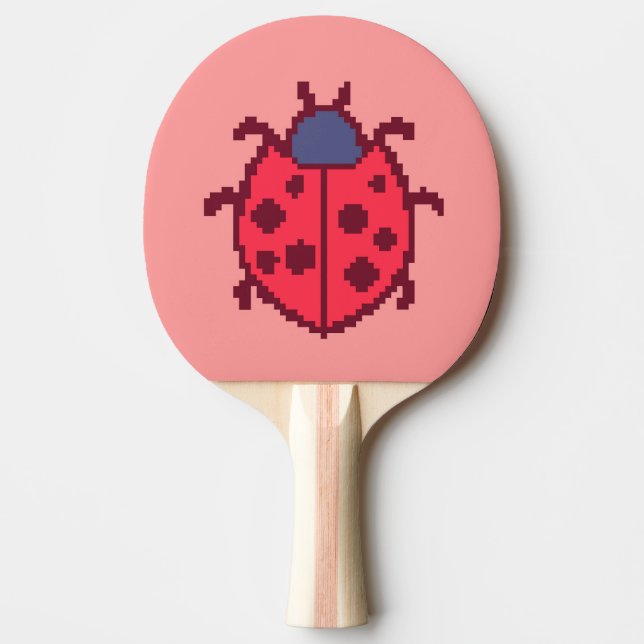 Pala De Ping Pong Cuto pixelado ladybug insecto lanzar almohada (Anverso)