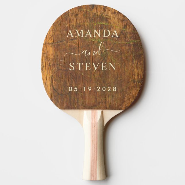 Pala De Ping Pong Cutting Block Couple Names with Wedding Date (Reverso)