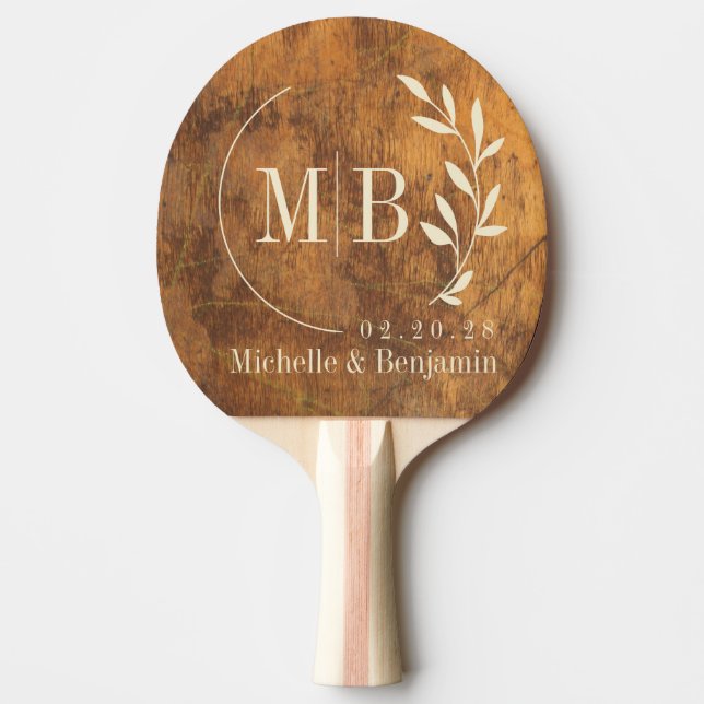 Pala De Ping Pong Cutting Block Leaf Wedding Monogram (Anverso)