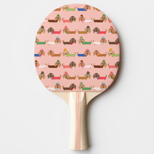 Pala De Ping Pong Dachshunds en rosa (Anverso)