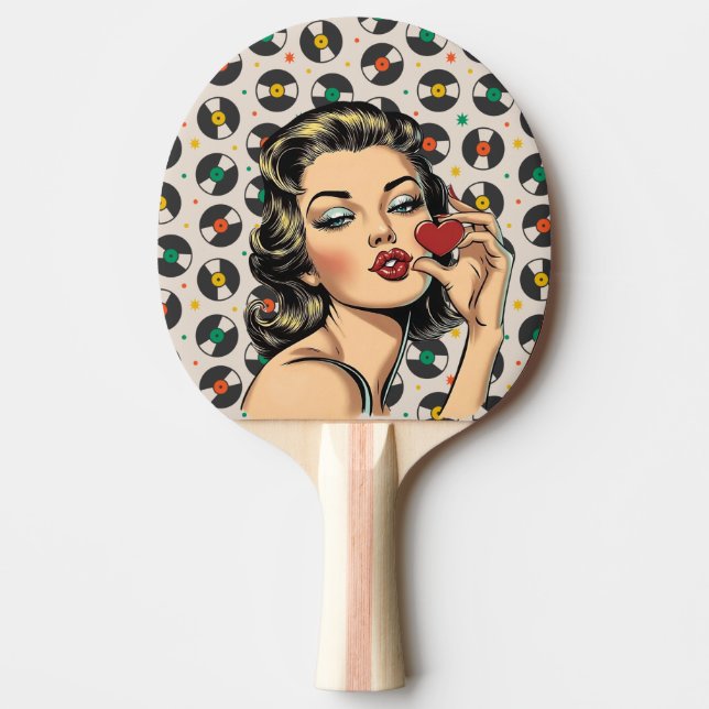 Pala De Ping Pong Dama de retro (Anverso)