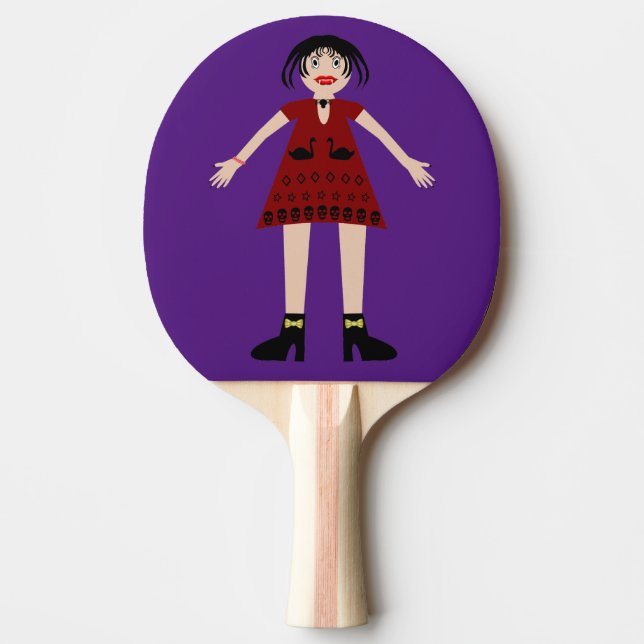Pala De Ping Pong Dama vampiro de Halloween gótico (Anverso)