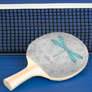 Pala De Ping Pong Damasco verde azulado de la libélula