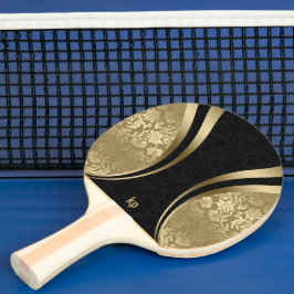 Pala De Ping Pong Damascos de bandas dinámicas de negro y oro