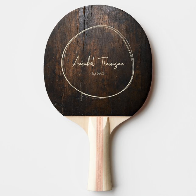Pala De Ping Pong Dark Chopping Block Name in Drawn Circle  (Anverso)