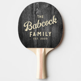 Pala De Ping Pong Dark Weathered Wood Retro Family Name & Year