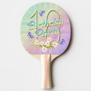 Pala De Ping Pong décimosexto Arco iris y mariposas de la fiesta de