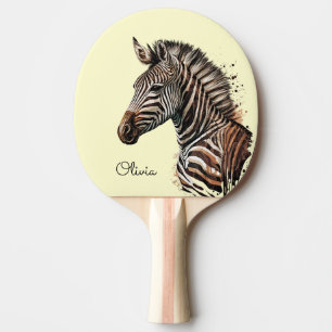 Pala De Ping Pong Decoración de la cabeza de zebra de color agua