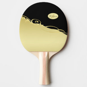 Pala De Ping Pong Decoración de oro de lujo en oro y negro, Monogram
