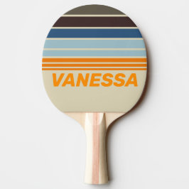Pala De Ping Pong Degradado de nuez en horizonte con franjas y nombr
