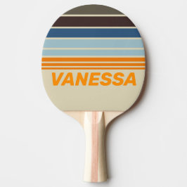 Pala De Ping Pong Degradado de nuez en horizonte con franjas y nombr