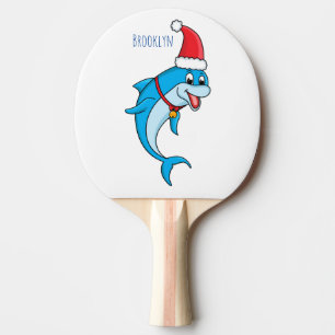Pala De Ping Pong Delfín lindo con personalizado de Santa hat