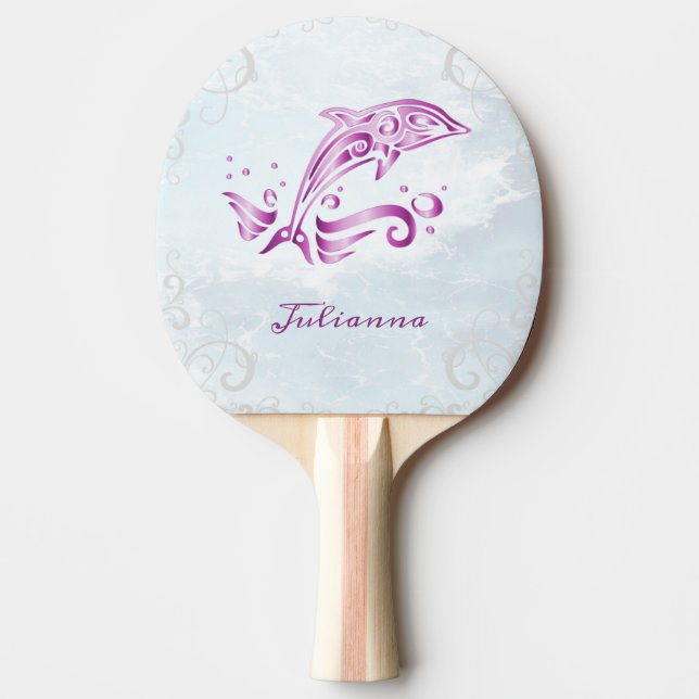 Pala De Ping Pong Delfín magenta personalizado (Anverso)