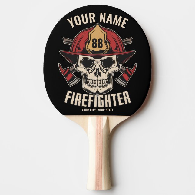 Pala De Ping Pong Departamento de bomberos de bomberos de cráneo per (Anverso)