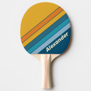 Pala De Ping Pong Deporte Azul Sol Rayado con Nombre