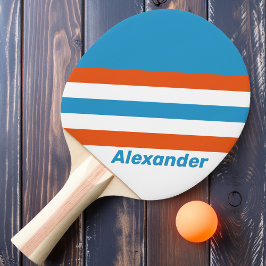 Pala De Ping Pong Deporte Rayas Nostálgicas de Verano con Nombre